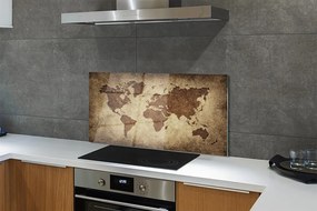 Panel nad Blat Kuchenny Szara Mapa Świata Vintage