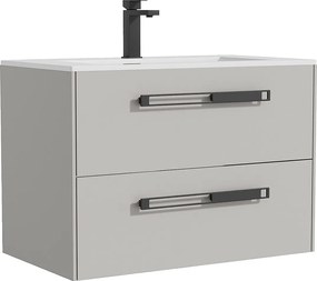 Podwieszana szafka pod umywalkę z umywalką wpuszczaną i baterią - Szary - 80 cm - FELNA