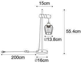 Wiejska lampa stołowa czarna z drewnem - Stronk Rustykalny / Vintage Oswietlenie wewnetrzne