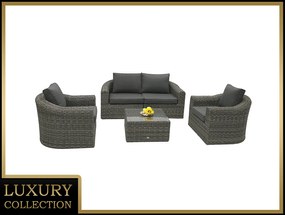 Rattanowy zestaw modułowy BORNEO LUXURY dla 4 osób (szary)
