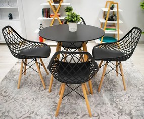 Zestaw czarnych ergonomicznych krzeseł 4 szt. - Omas 3S
