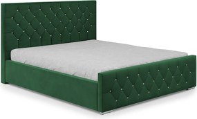 DomoHome - Trwałe łóżko tapicerowane Mona I, nowoczesny design, pojemna skrzynia, łatwa w pielęgnacji tkanina 160x200 cm, zielony