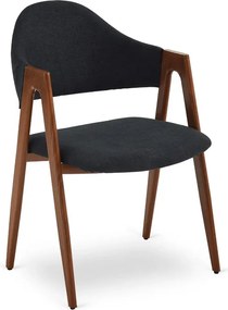 Krzesło Tapicerowane do Salonu RUIZ Czarne/Orzech Nowoczesne Loft