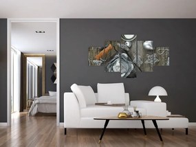 Obraz - srebrne ozdoby świąteczne (125x70 cm)