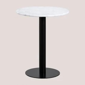 Okrągły Stolik Barowy Ø60 Cm Z Marmuru Rocher Biały Marmur Guangxi & Czarny - Sklum