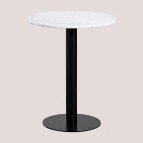 Okrągły Stolik Barowy Ø60 Cm Z Marmuru Rocher Czarny & Biały Marmur Guangxi - Sklum