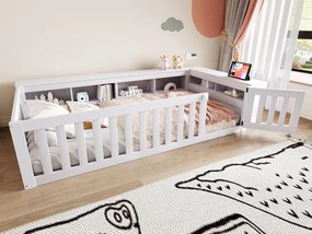 Łóżeczko dziecięce 90x200 cm - z miejscem do przechowywania - z drzwiczkami - ze stelażem listwowym - białe (bez materaca)