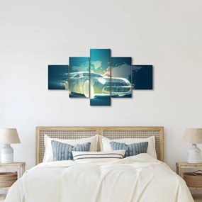Obraz samochodu wykonany z geometrycznych kształtów (125x70 cm)