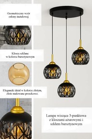 Lampa sufitowa metalowa loft klosz wisząca AT16-3SZ-Black