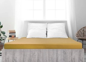 PrzytulneMieszkanie.pl Prześcieradło jersey ALVORA 90x200 cm musztardowe