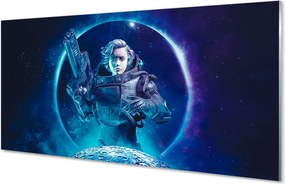 Szkło do Kuchni na Ścianę Kobieta na tle Księżyca w Kosmosie