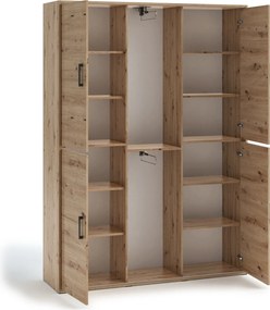 Masseno Garderoba BENVENO 150 cm, Modna Szafa z lustrem do Przedopokoju, Dąb artisan