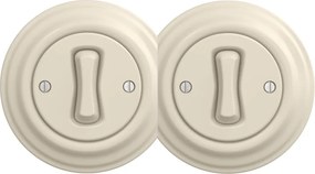 Kliklap - Podwójny retro wyłącznik jednopolowy z ramką nr 1, beżowy