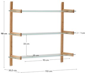 Szklany modułowy system półek w naturalnym kolorze 110x98x30,5 cm Sitra – Kave Home