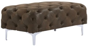 Puf chesterfield z mikrofibry o wyglądzie postarzanej skóry EDWINA