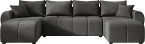 Rozkładana dwustronna sofa w kształcie litery U SEVIO 311x145 cm, ciemnoszara + 2 poduszki GRATIS