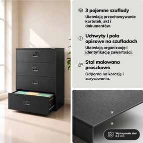 Szafa kartotekowa metalowa z 4 szufladami antracytowa, 900x1320x600 mm: SARA XL V4