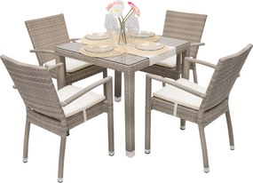Zestaw rattanowy ogrodowy NAPOLI I. 1 + 4 (szaro-beżowy)
