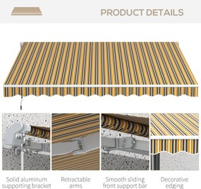 Outsunny Markiza Ochronna Przed Słońcem, 3,5 m x 2,5 m, Żółty + Szary