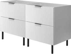 Szafka pod umywalkę, biały + czarny uchwyt, 120 x 77 x 46 cm, uchwyt czarny, bez blatu