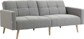 HOMCOM 2 w 1 sofa rozkładana 205 x 88 cm z funkcją łóżka, kanapa z poduszką, wygląd lnu, szary | Aosom PL
