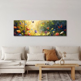 Obraz - Wiosenna łąka kwiatowa, malarstwo (170x50 cm)