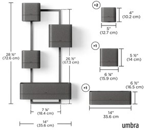 Plastikowe doniczki wiszące na zioła zestaw 4 szt. Cubiko – Umbra