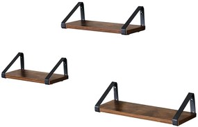 Zestaw 3 sztuk półek ściennych industrialnych G6-E33