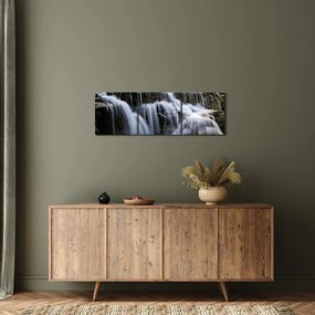 Obraz wodospadów w dżungli (z zegarem) (90x30 cm)