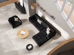Narożnik prawy MAMAIA 5 miejsc Welur Czarny by Micadoni