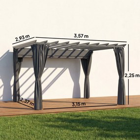 Outsunny Pergola 3,6 x 3 m, pawilon ogrodowy, zadaszenie tarasu z aluminium, regulowany dach, ciemnoszary | Aosom PL