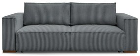 Ciemnoszara sztruksowa rozkładana/ze schowkiem sofa 244 cm Chelsea – Bobochic Paris