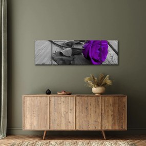 Obraz - Fioletowa róża z zieloną łodygą (170x50 cm)