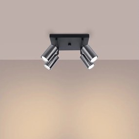 Plafony nowoczesny Glois, stal - 4 źródło światła 3000K - L.25 x H.19 cm - czarny/chrom