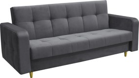 Stalowa welurowa kanapa rozkładana typu wersalka T6-F01