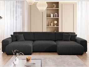 Ciemnoszary sztruksowy rozkładany narożnik ze schowkiem (w kształcie litery U) Sarina – Ropez