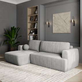 Masseno Narożnik SENTI z funkcją spania i pojemnikiem na pościel Narozniki L, Rozkładana sofa - Jasnoszary, POSO 55