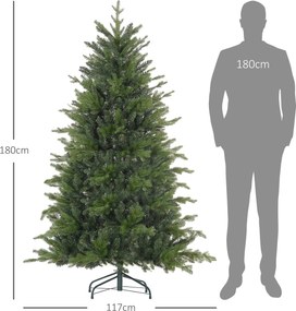 HOMCOM Sztuczna choinka 180 cm z 1821 ognioodpornymi końcówkami, składany metalowy stojak | Aosom PL