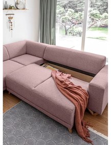 Różowy rozkładany/ze schowkiem narożnik (lewostronny/w kształcie litery L) Classy Sophie – Miuform