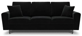 Czarna aksamitna rozkładana/ze schowkiem sofa 235 cm Kyoto – Cosmopolitan Design