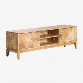 Szafka Rtv 165x40 Cm Z Drewna Mango Baty Design Naturalna - Sklum