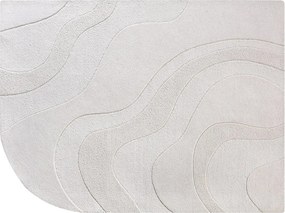 Dywan z wypukłym wzorem i zaokrąglonym rogiem ręcznie tuftowany 100% wełny - 160 x 230 - Kość słoniowa - VELORIA