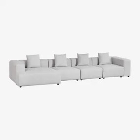 Modułowa Sofa Z Leżanką Po Lewej Stronie, 4-częściowa (↔︎420 Cm) Z Wysokim Podłokietnikiem Bruna Tkaniny Gris Glacial - Sklum