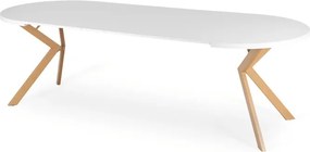 Stół Okrągły Rozkładany LUKAS 100-250 cm Biały/Dąb Skandynawski