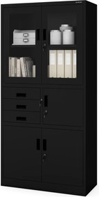 Biurowa szafa aktowa z sejfem Filip 90x40x185 cm, czarna