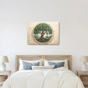Obraz na szkle – Splecione drzewo życia (70x50 cm)