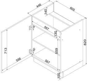 Szafka pod płytę grzewczą 60 cm biały + dąb artisan - Elandro 7X