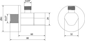 Mexen T zawór kątowy do baterii 1/2"x3/8", czarny - 79973-70