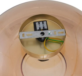 Art Deco Lampa Sufitowa Mosiężna z Bursztynowym Szkłem 40cm - Busa