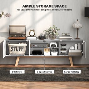 HOMCOM Komoda TV z Szufladami i Otwartymi Półkami, MDF, 150 x 39 x 50 cm, Biały